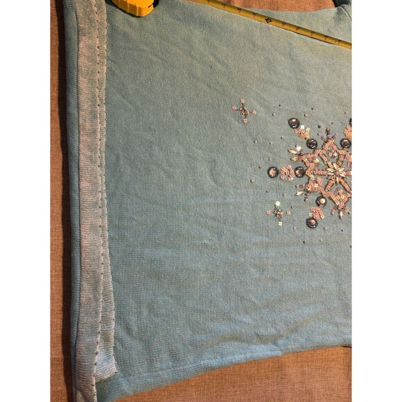 Quacker Factory Sweater Womens Large Blue Sequin Snowflake Holiday Christmas - Picture 7 of 7